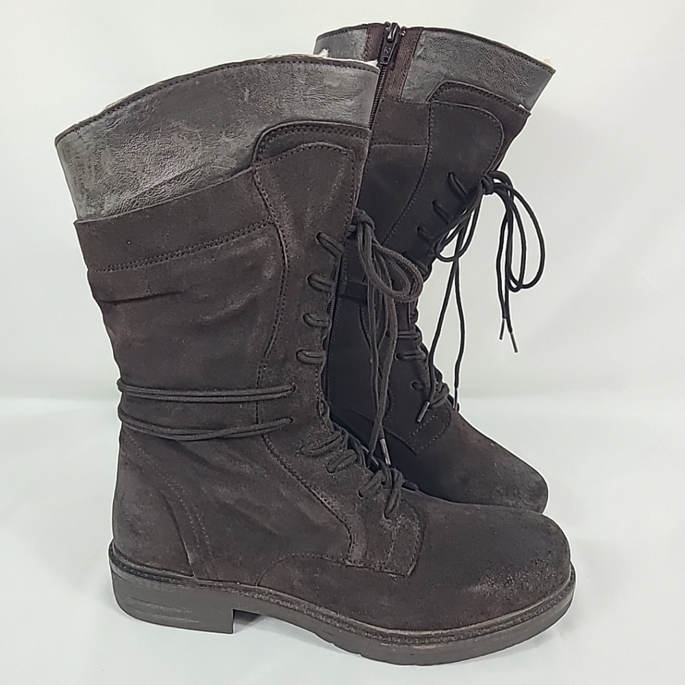 NEW Celtic & Co. Women's Woodsman Boots Brown Leather Shearling Zip SZ 39 (US 8)